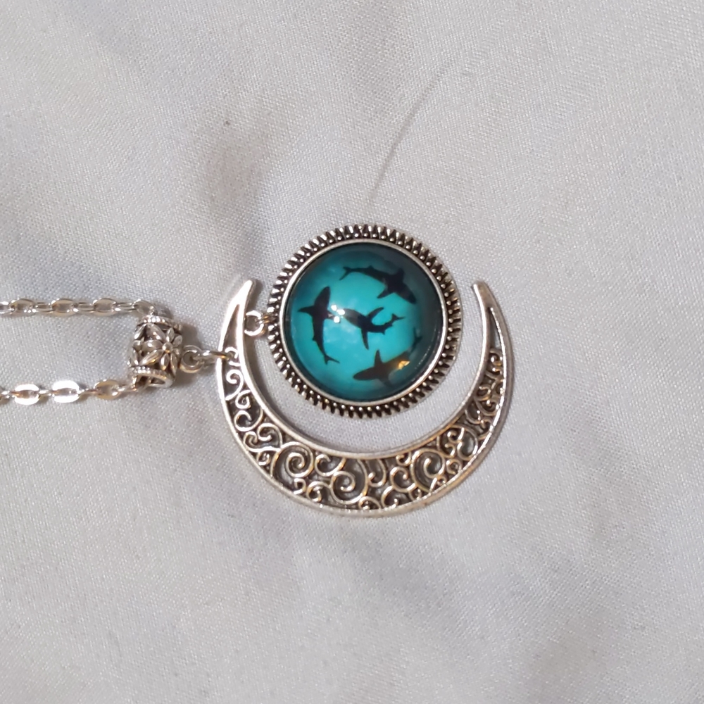 Moon and shark necklace - new